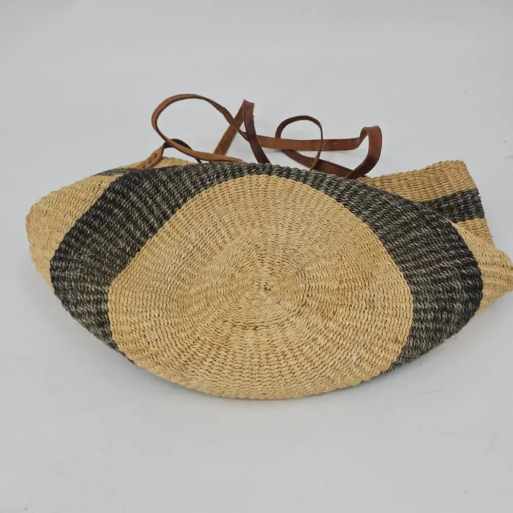 Vintage Large Handwoven Sisal Tote Kiondo Bag Eco-friendly Sustainable Boho